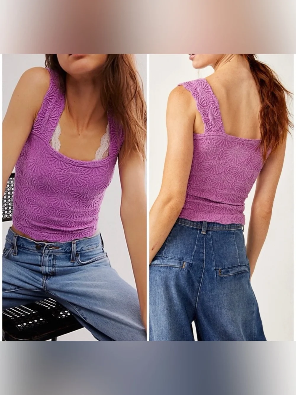NWT Free People FP Intimately Love Letter Cami - violet purple pink - L/XL